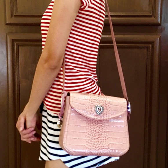 Brighton pink crocodile shoulder bag - Picture 3 of 4